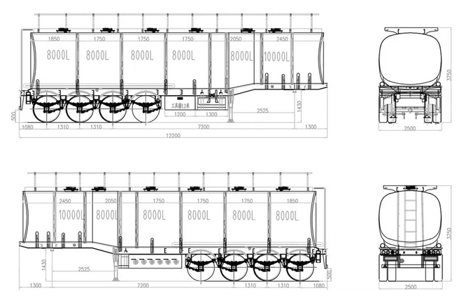 Fuel tanker semi trailer drawing