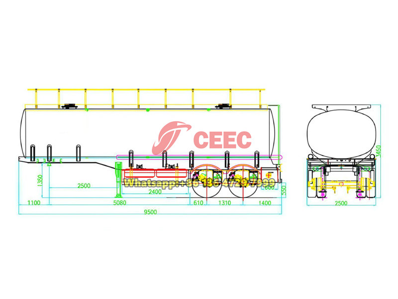 Fuel tanker semi trailer drawing