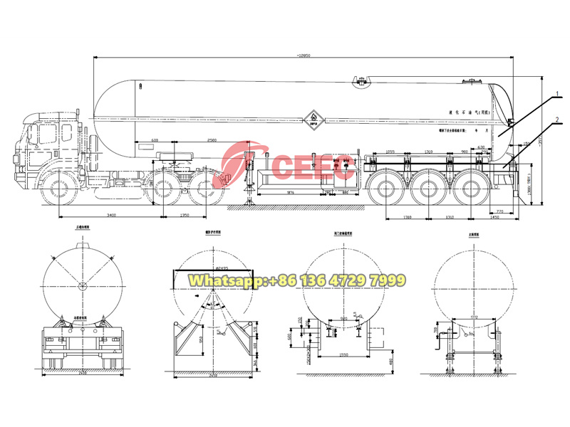 LPG tanker semi-trailer drawing