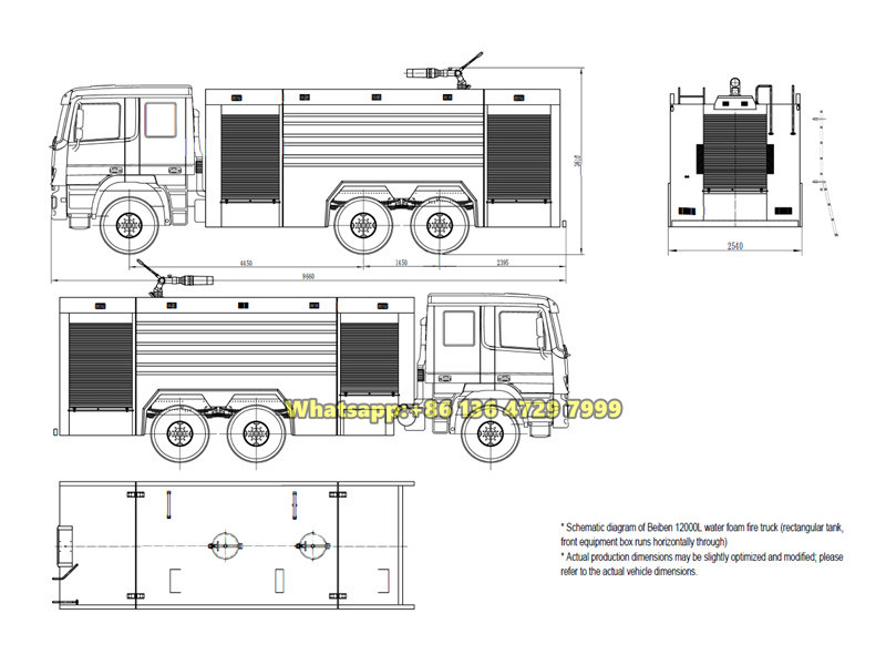 Beiben 10 wheeler fire truck drawing
