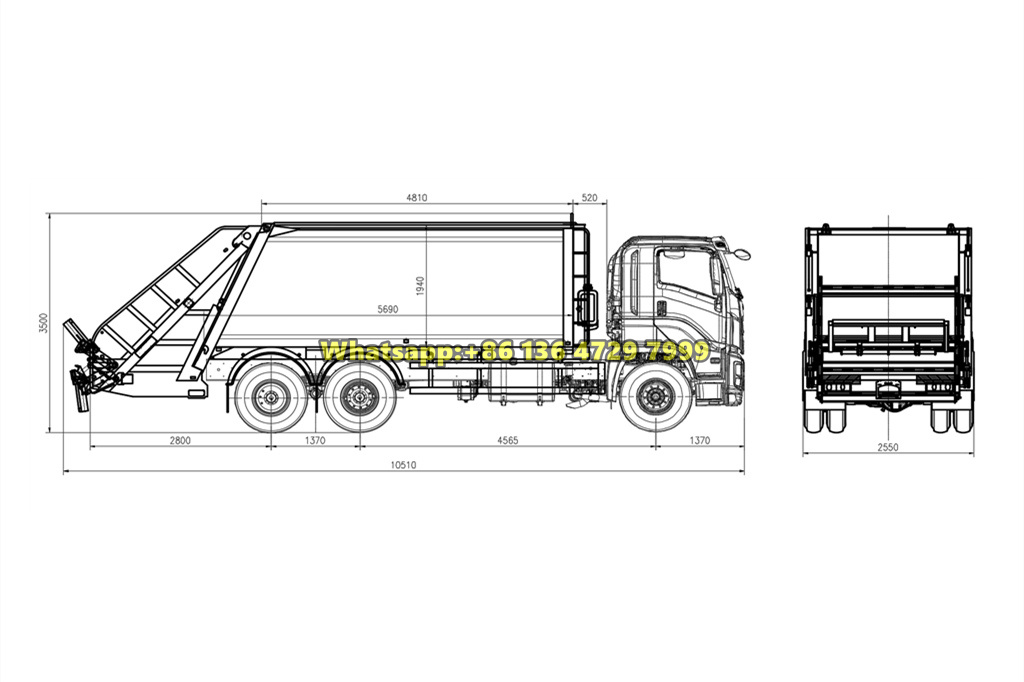 Beiben 6×4 garbage compactor drawing