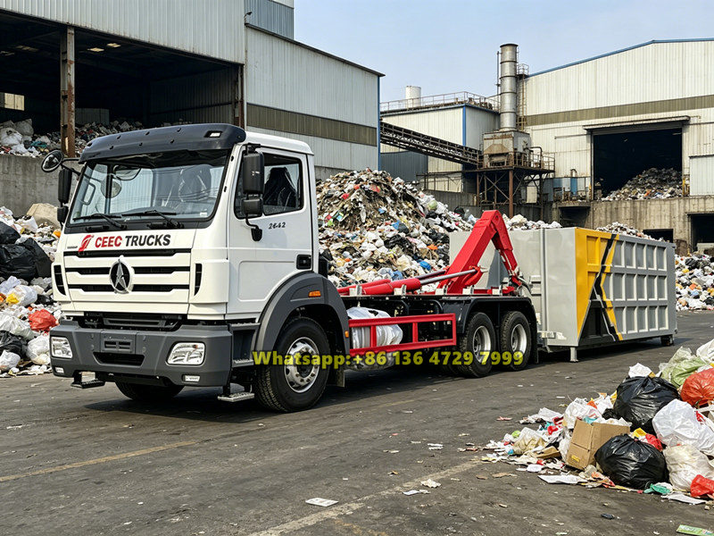 Beiben 6×4 hook lift truck application