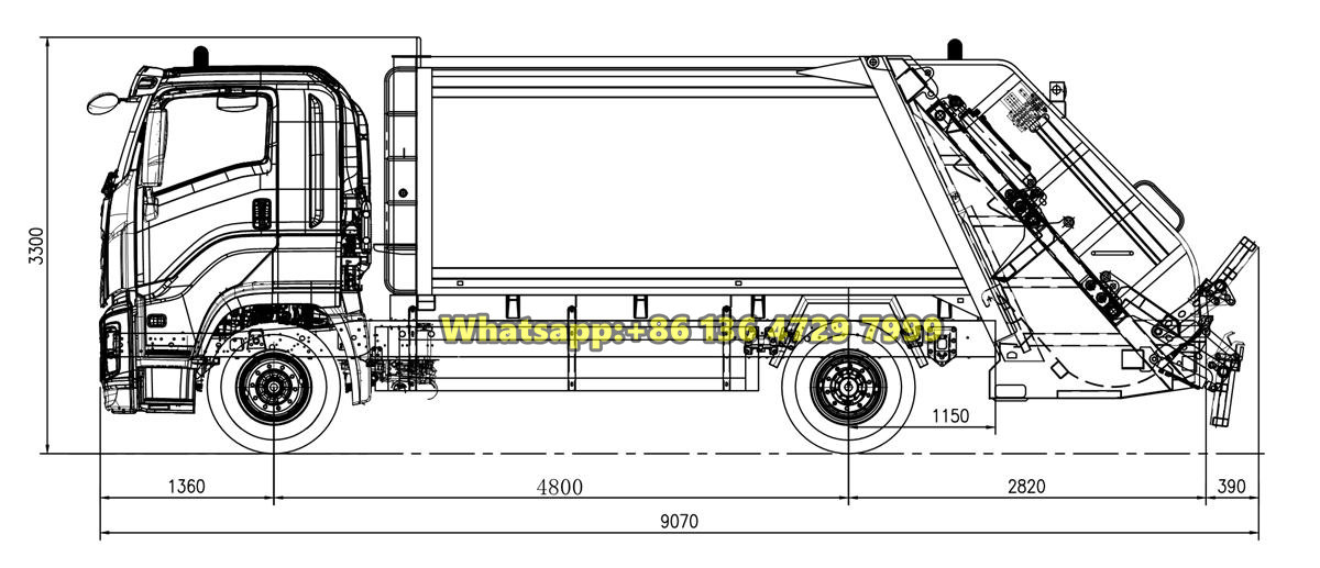 Beiben 4×2 garbage compactor drawing