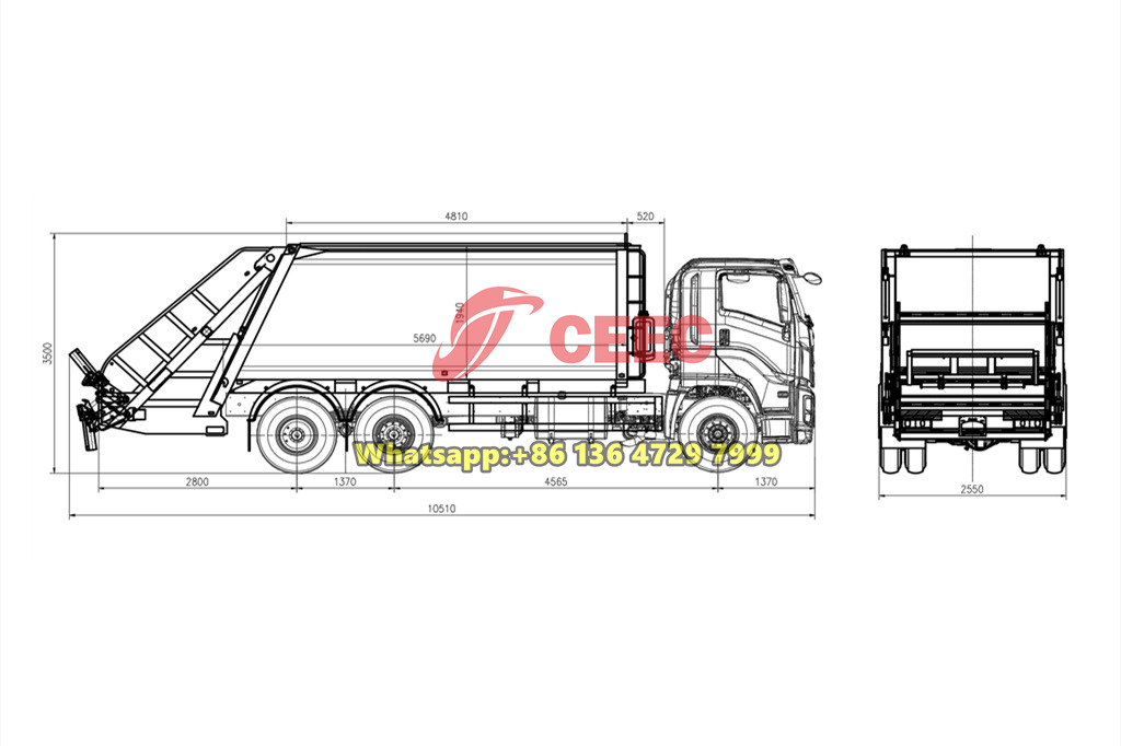 Beiben 6×4 garbage compactor drawing