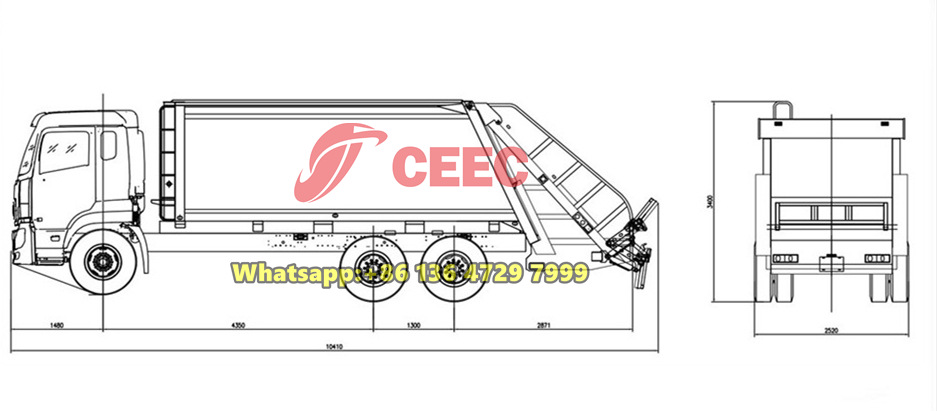 Beiben 6×4 garbage compactor drawing