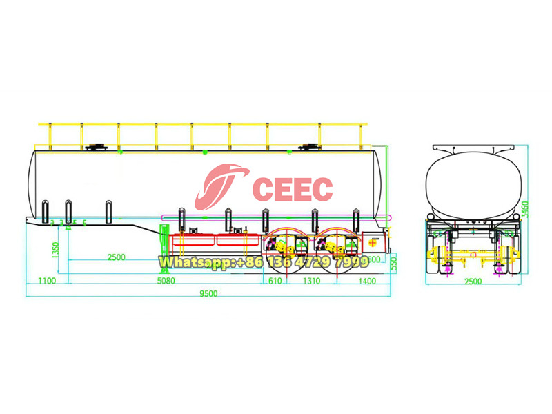 2-axle fuel tanker trailer drawing
