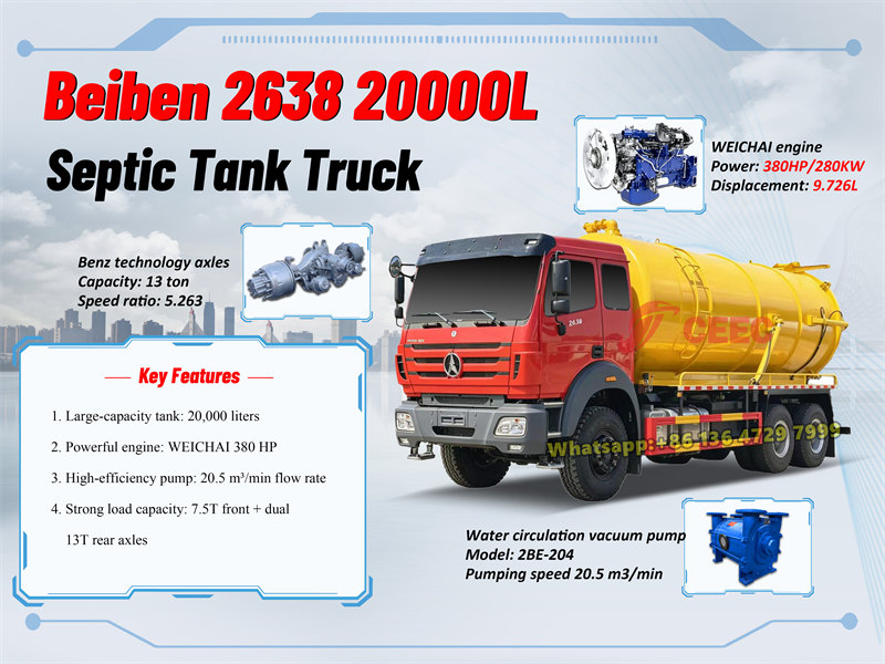 Beiben 2638 20000 liters vacuum tank truck