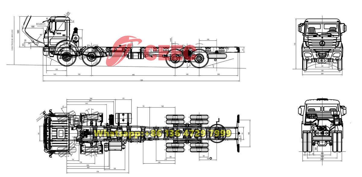 Beiben 8x8 chassis drawing